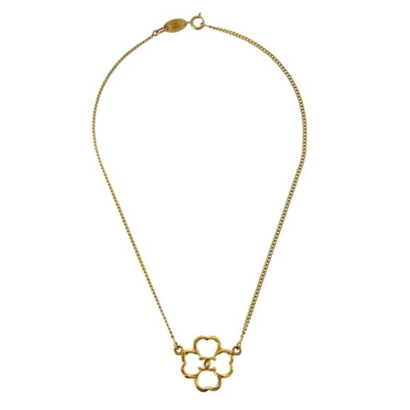 Chanel Clover Pendant Necklace Gold 1993 141022 - Picture 1 of 4